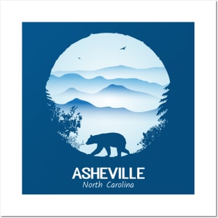 Asheville Blue Ridge Mountains - BLUE 01 Posters and Art